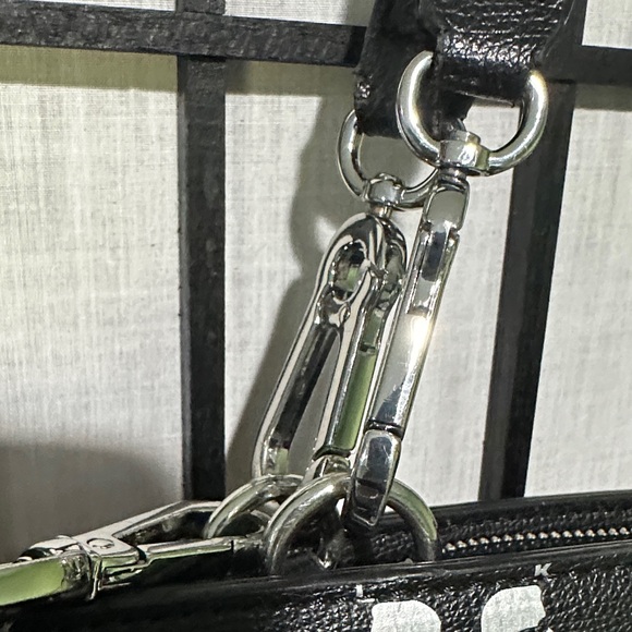 Karl Lagerfeld Paris Large Tote Black Silver Handles and Shoulder Strap - Picture 3 of 13